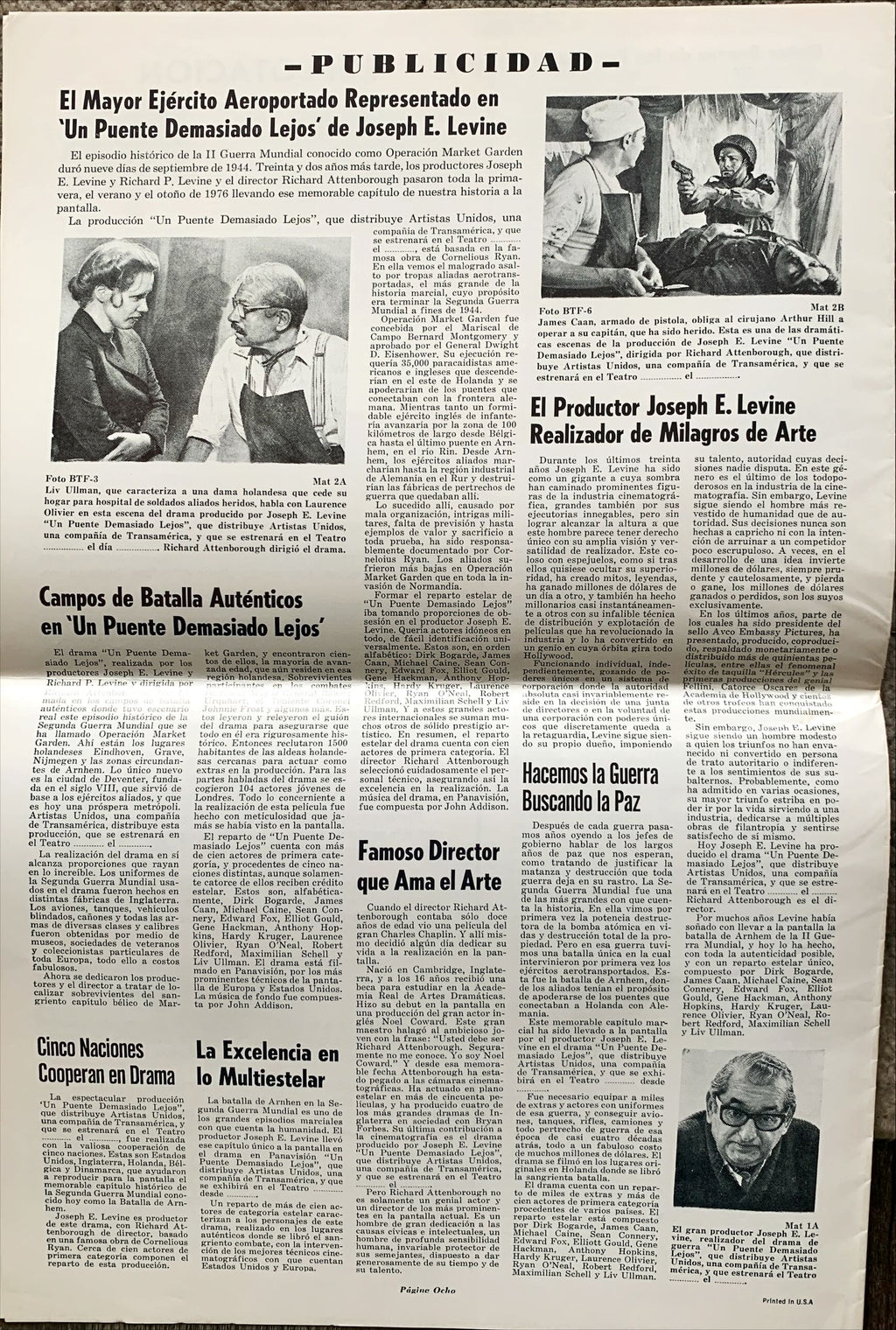 A Bridge too far bundle: Spanish/English Pressbook and trade ad, '77 Michael Caine, Sean Connery