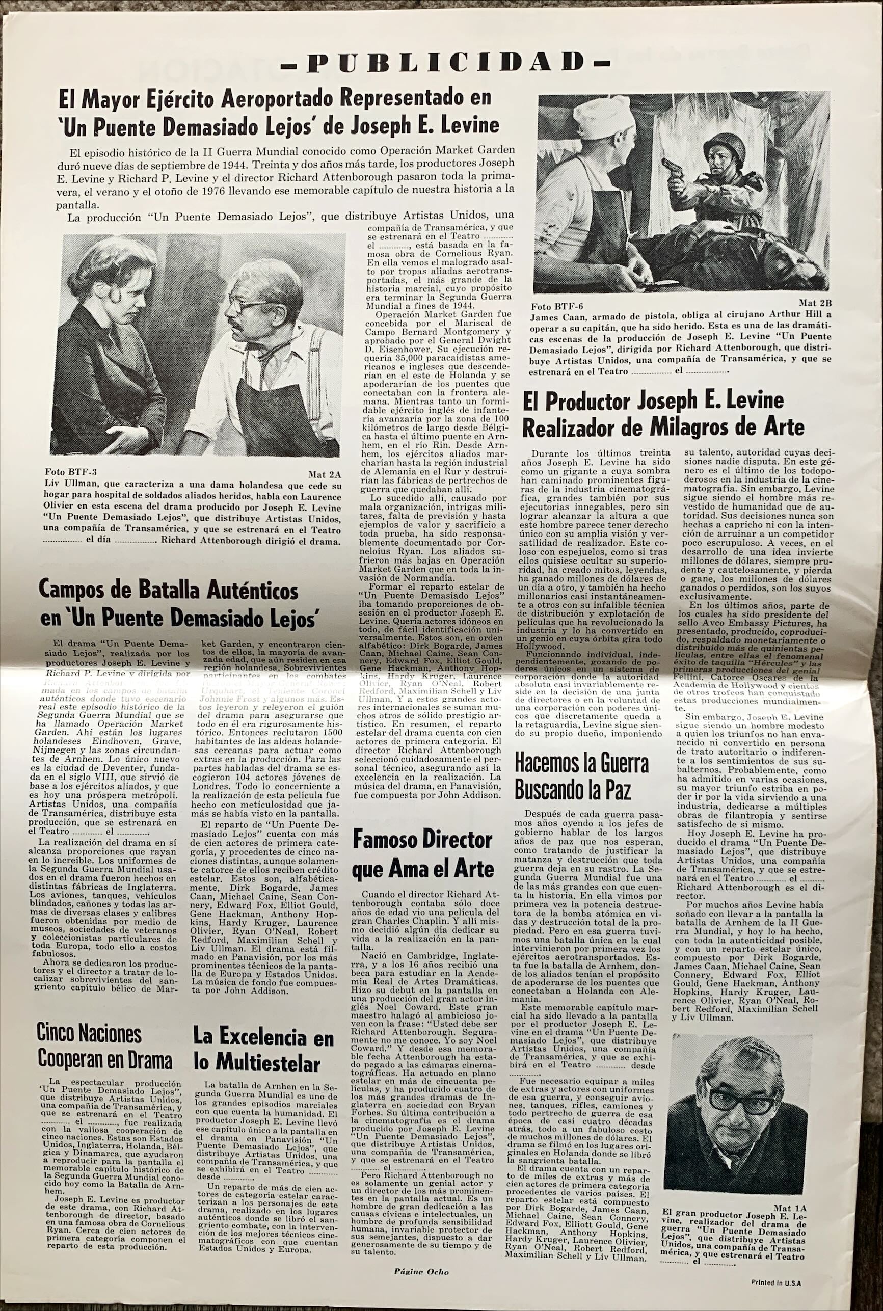 A Bridge too far bundle: Spanish/English Pressbook and trade ad, '77 Michael Caine, Sean Connery