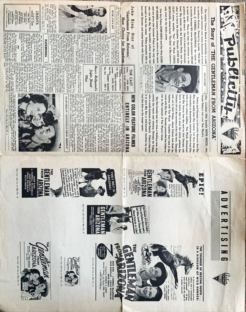 The gentleman from Arizona 1939 Western Original Press Book