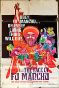 Face of Fu Manchu, 1965 art of Asian villain Christopher Lee by Mitchell Hooks
