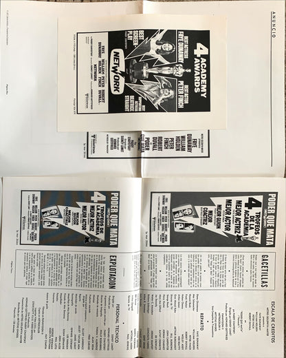 Network, Spanish pressbook, 1976 written by Paddy Cheyefsky, William Holden, Sidney Lumet classic