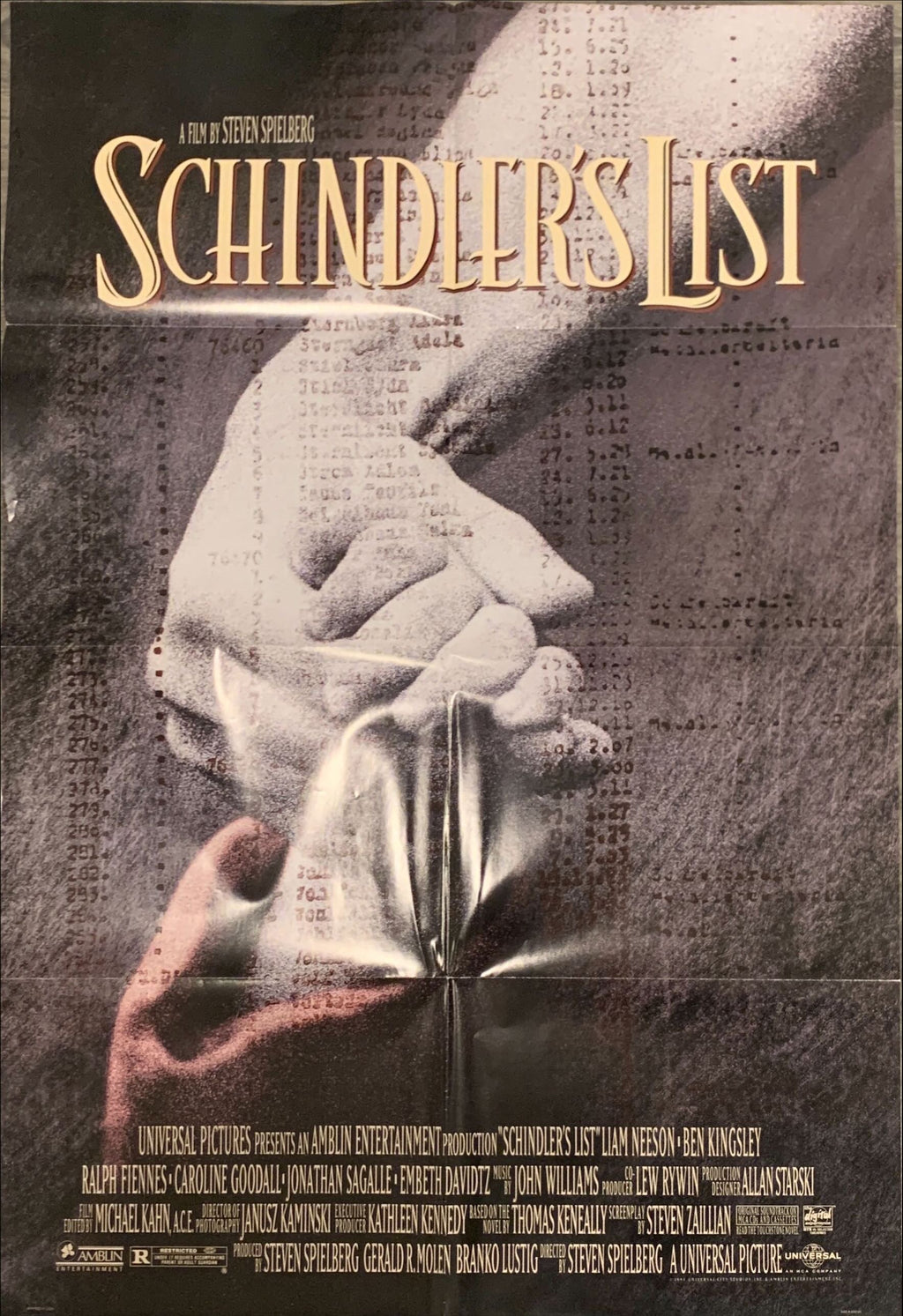 Schindlers List (1993) One Sheet Movie Poster - Spielberg