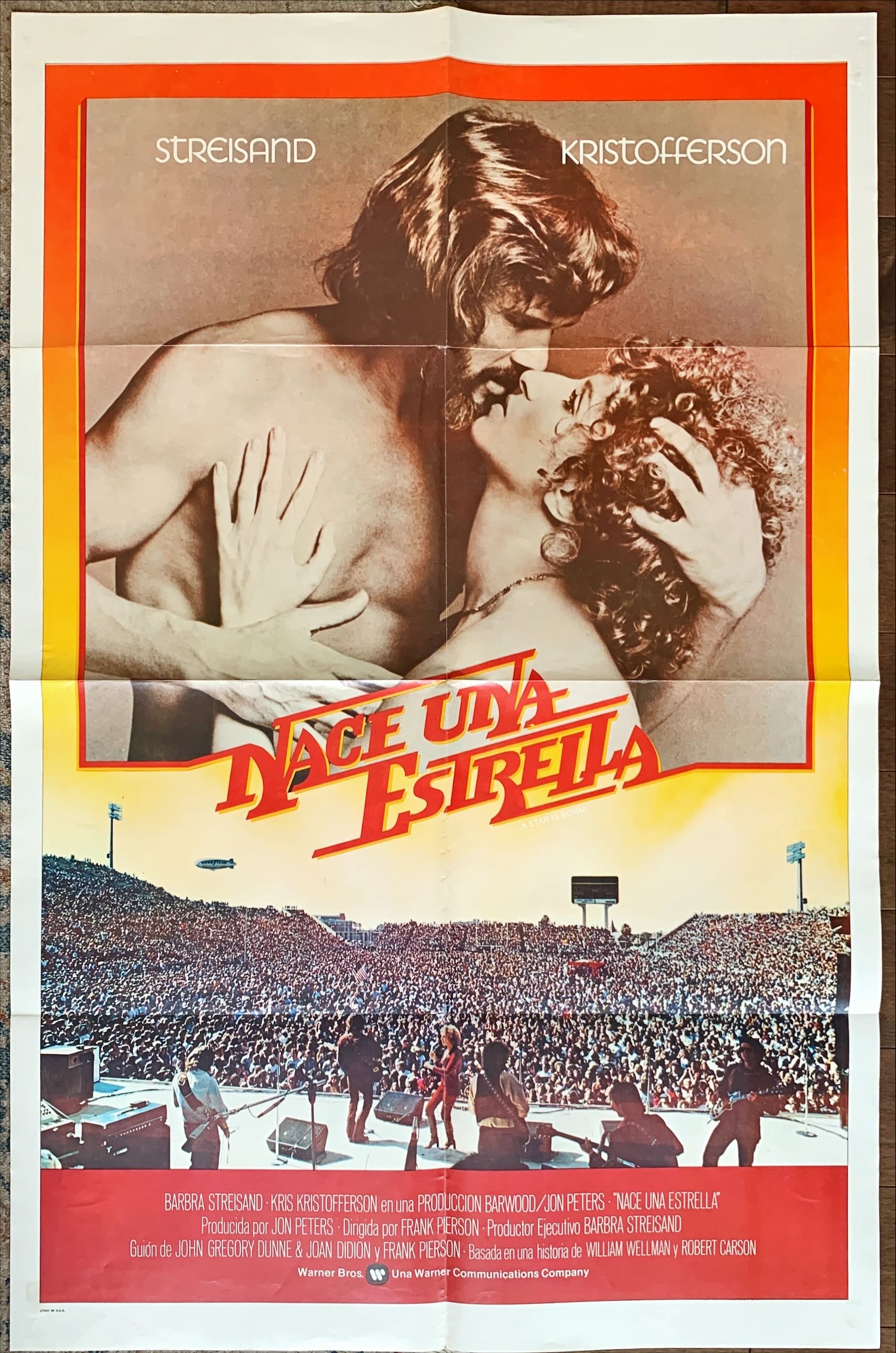 A star is born, 1977 Kris Kristofferson, Barbra Streisand, rock 'n' roll concert image