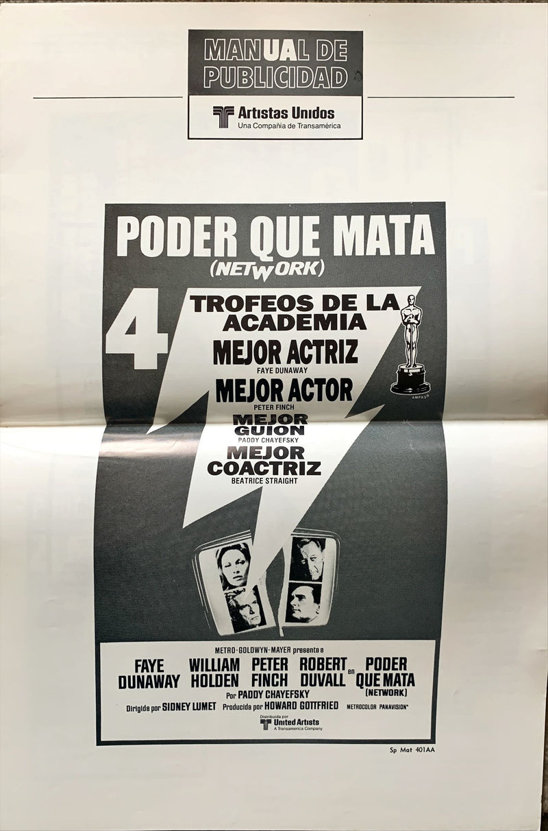 Network, Spanish pressbook, 1976 written by Paddy Cheyefsky, William Holden, Sidney Lumet classic