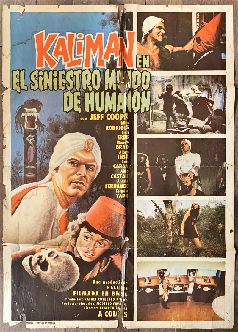 KALIMAN EN EL SINIESTRO MUNDO DE HUMANON Mexican movie poster '76 country of origin sci-fi/horror!