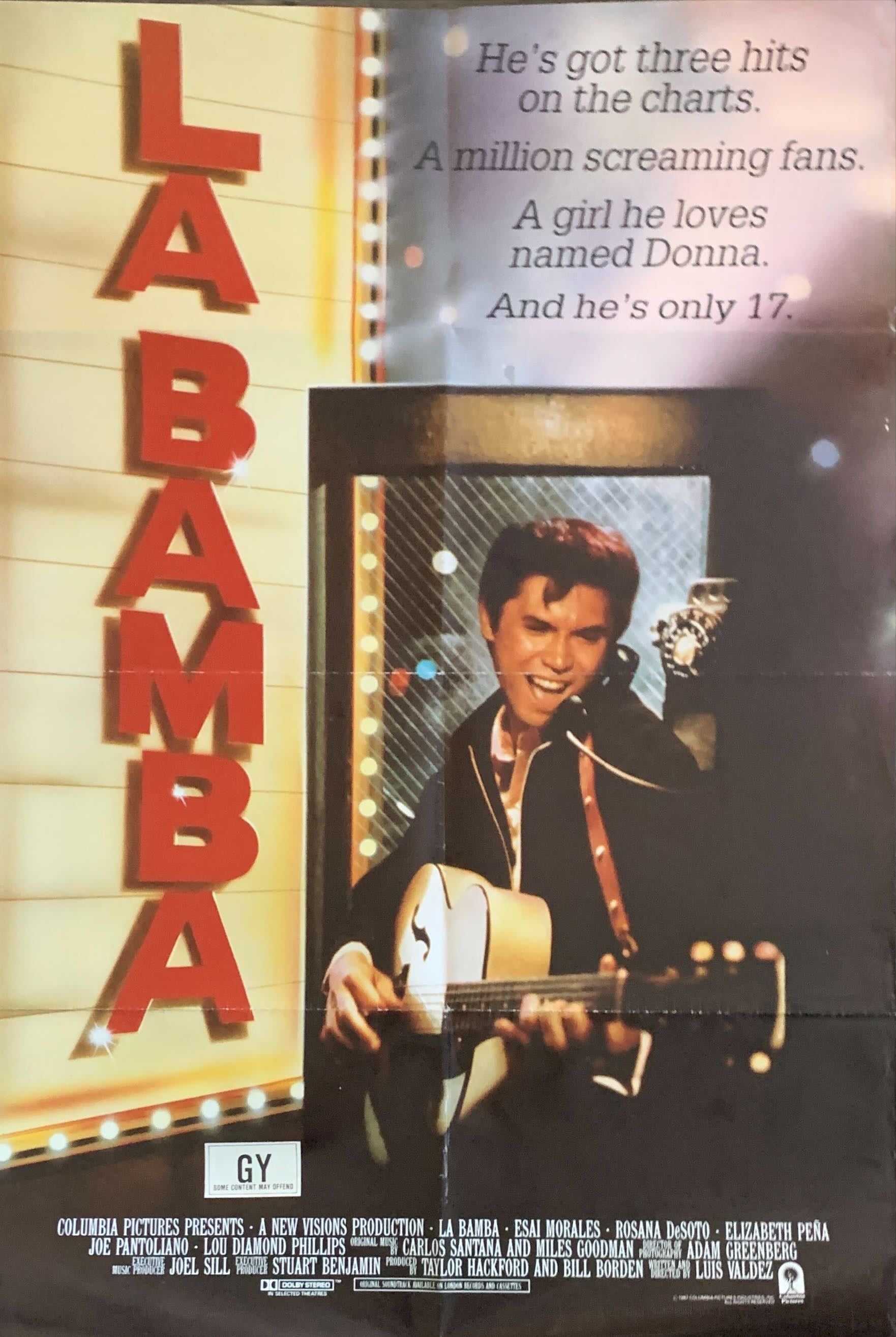 La Bamba, int'l 1sh '87 rock and roll, Lou Diamond Phillips as Ritchie Valens