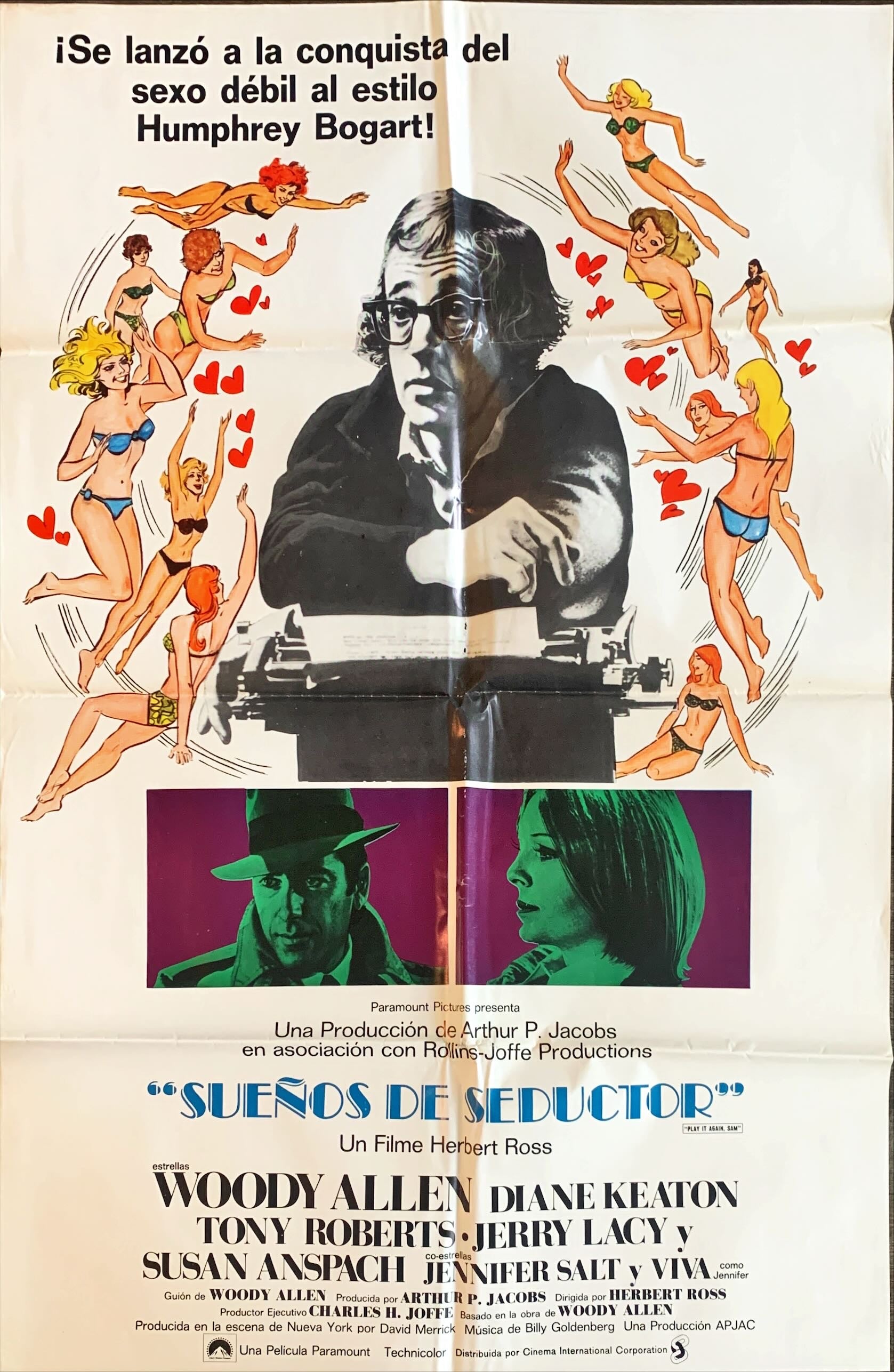 Play it again Sam style b 1972 Spanish movie poster, Woody Allen