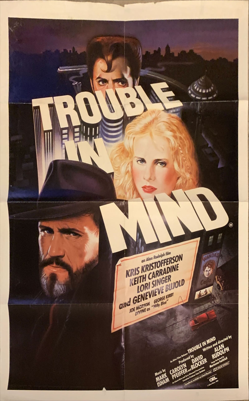 Trouble in Mind, Aust DB 1986 Alan Rudolph, Kris Kristofferson, Kaplan & Gomez art, film noir