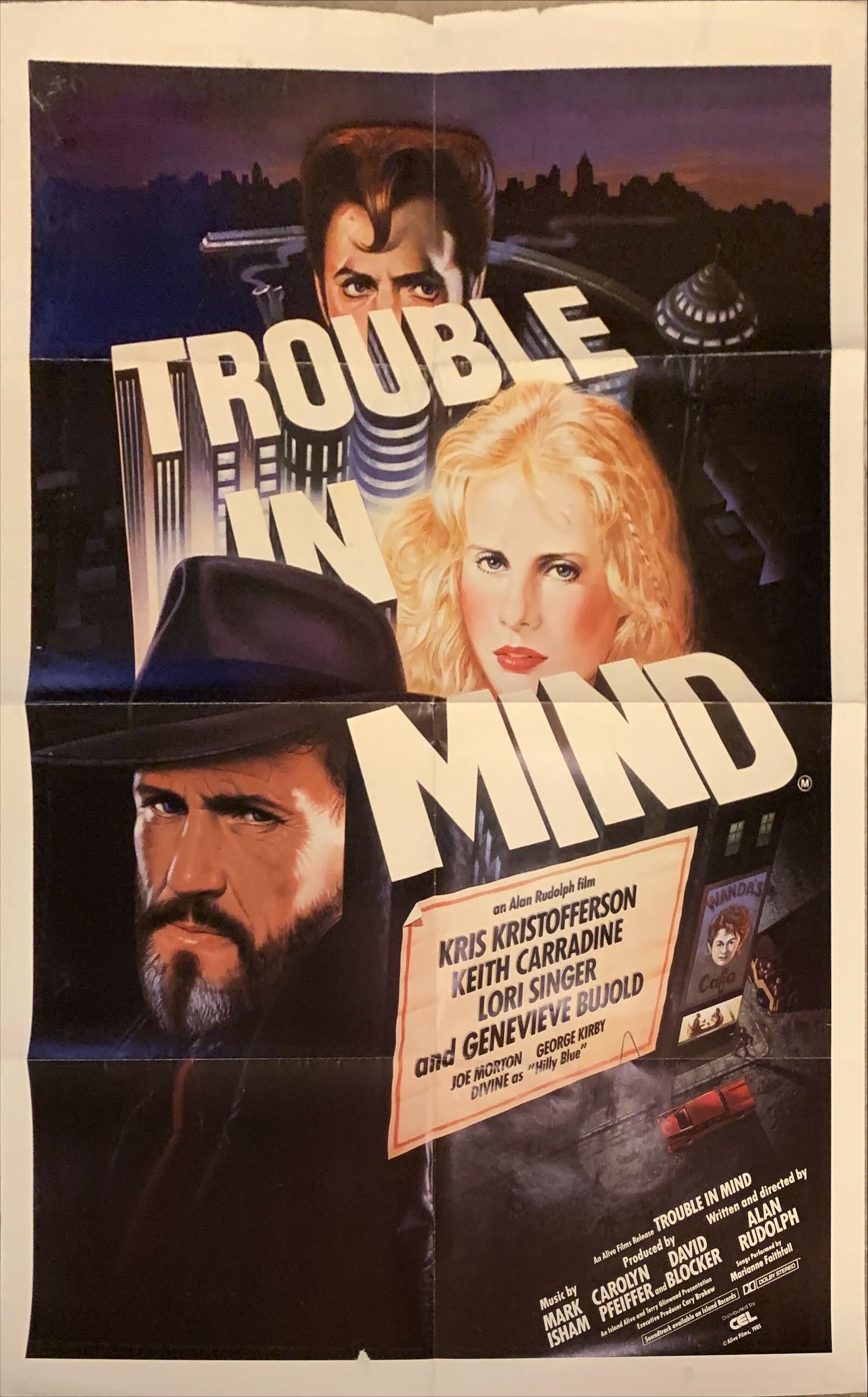 Trouble in Mind, Aust DB 1986 Alan Rudolph, Kris Kristofferson, Kaplan & Gomez art, film noir