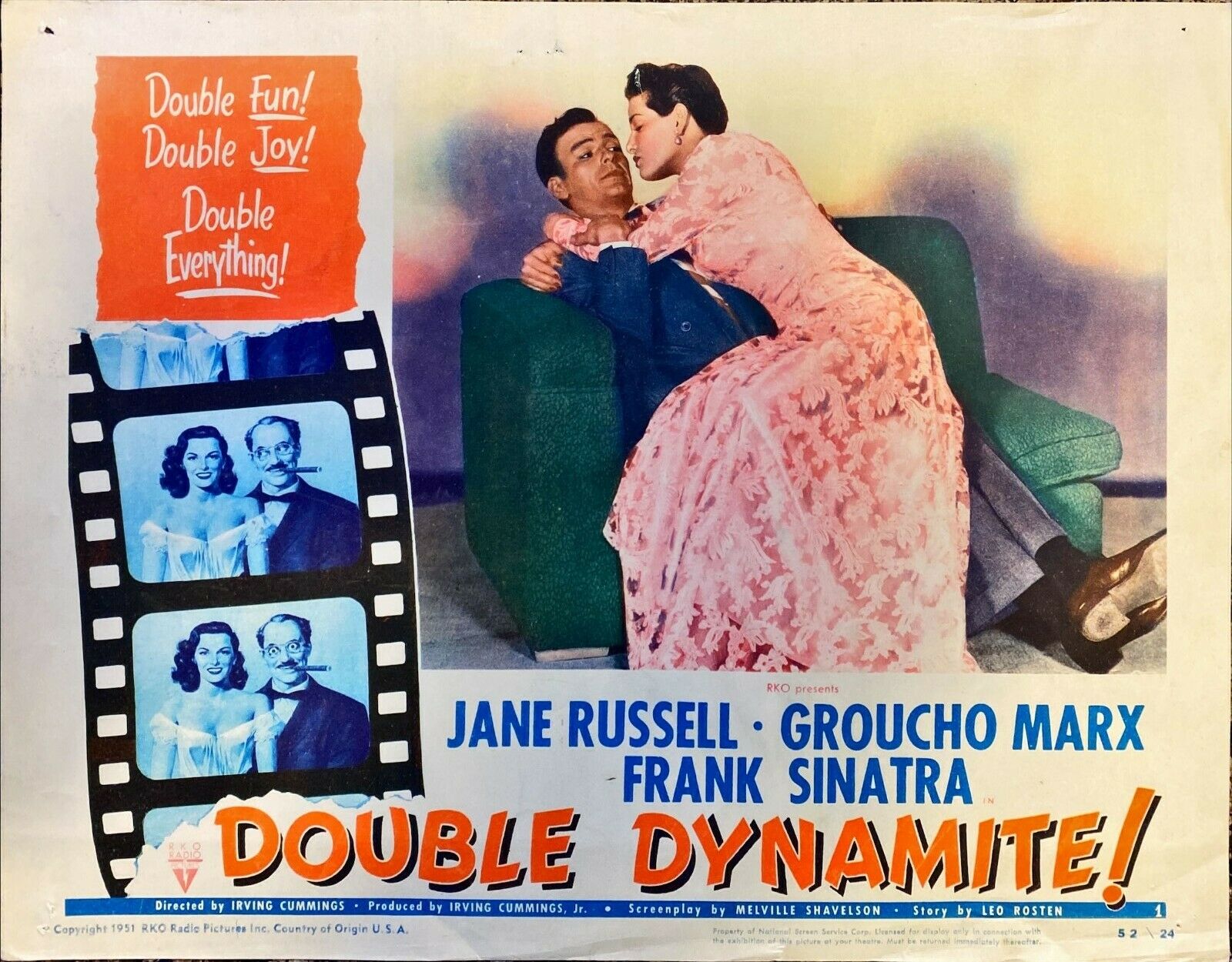 Double Dynamite! ('51) 11x14 Lobby Card Groucho Marx Frank Sinatra Howard Hughes - PosterCollectors.xyz