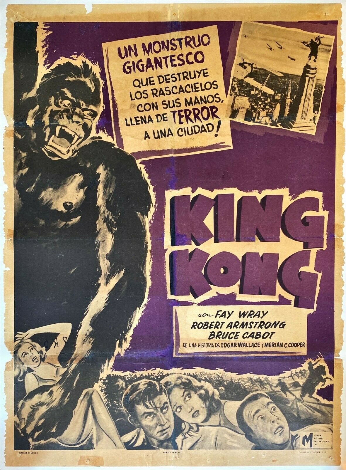 King Kong (1933) Original Mexican Movie Poster - Linenbacked - PosterCollectors.xyz