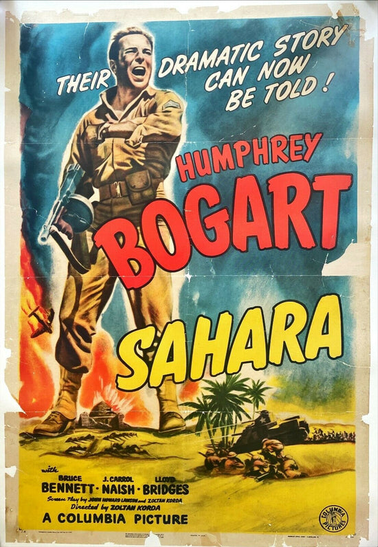 Humphrey Bogart Sahara (1943) - [ULTRA RARE & LINENBACKED] Original Movie Poster - PosterCollectors.xyz