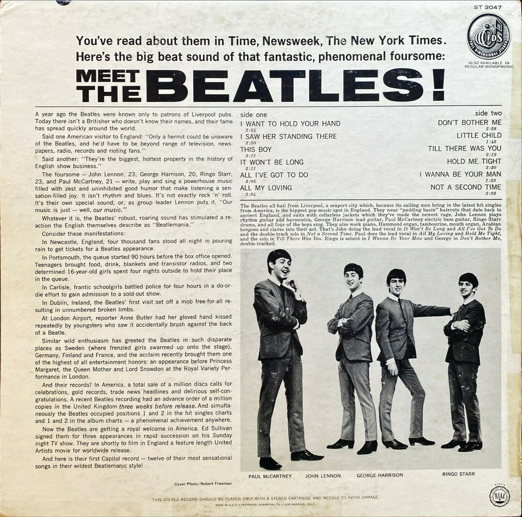 Meet The Beatles! Vinyl LP/Vinyl (1964) VG+ EARLY PRESSING - PosterCollectors.xyz