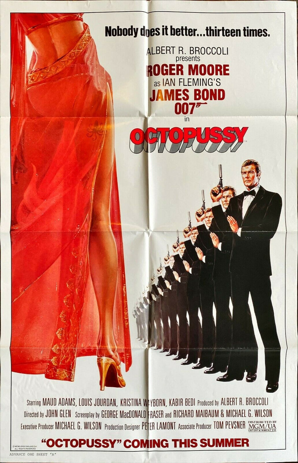 Octopussy (1983) 007 James Bond Advance Movie Poster - Version A - VG+ - PosterCollectors.xyz
