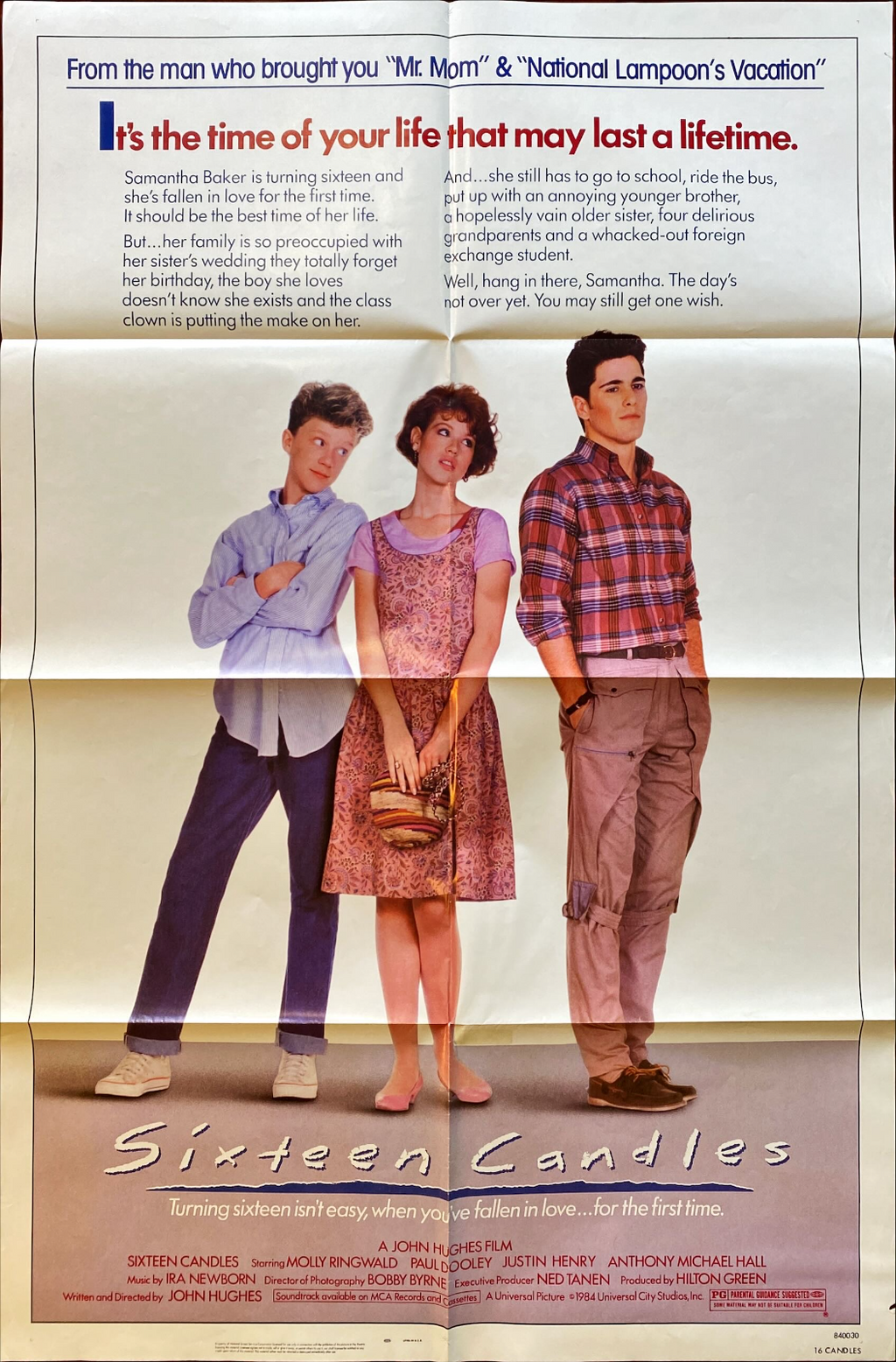 #P-2 Sixteen Candles 1984 John Hughes Molly Ringwald Original Movie Poster - PosterCollectors.xyz