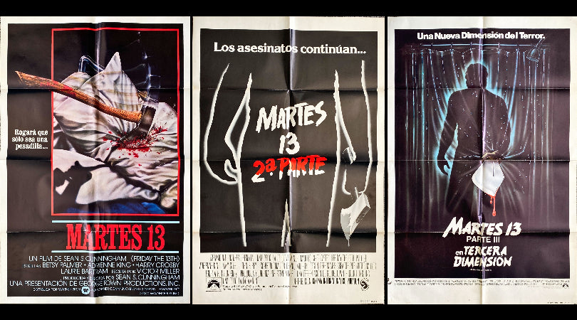 #748 - Friday the 13th Trilogy (Part I - 3D; 1980 - 1982) Spanish Movie Poster Bundle