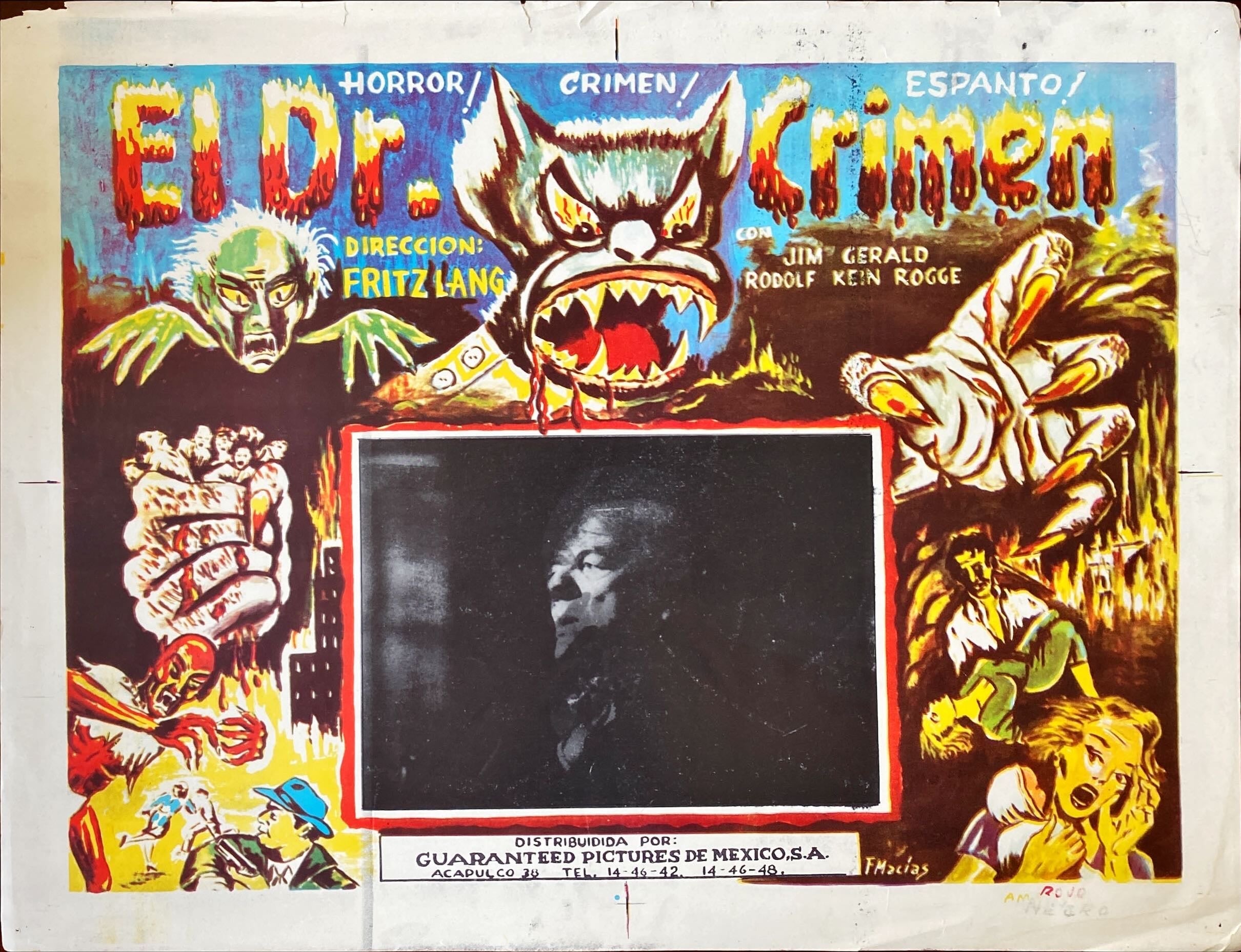 #717 - The Thousand Eyes of Dr. Mabuse- FRITZ LANG- Mexican Lobby Card x5