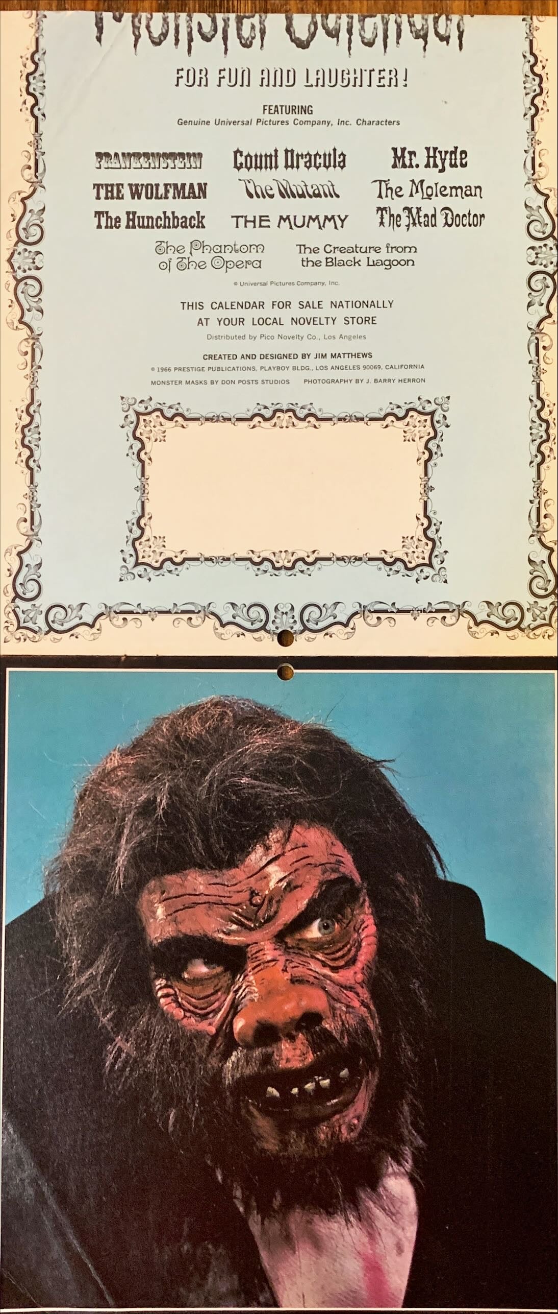 #1511 Famous Monsters Magazine Vintage Calendar- Trimmed