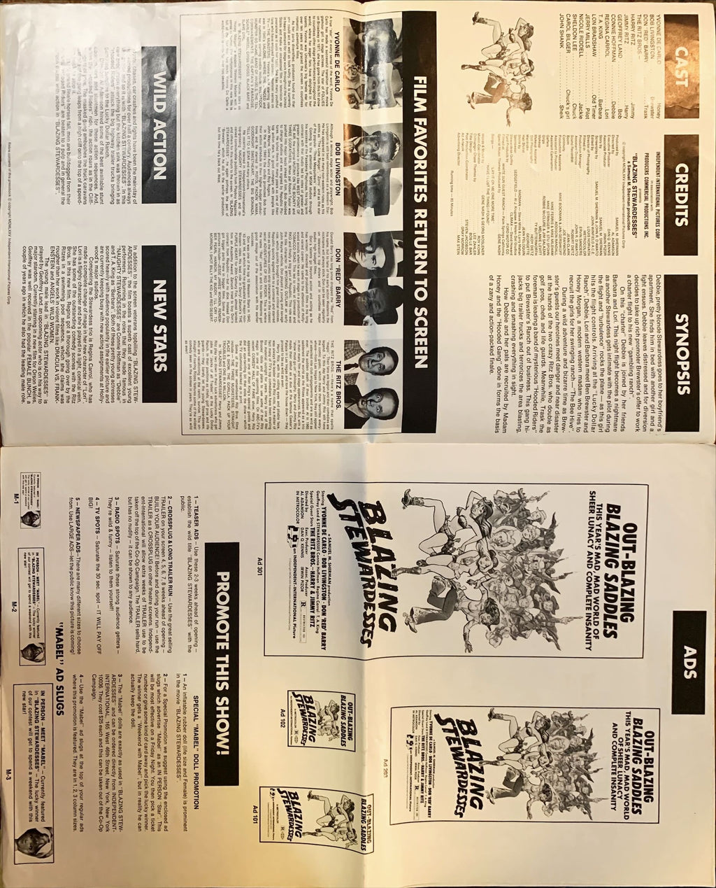 Blazing Stewardesses (also released as "Cathouse Cowgirls"),  pressbook '74