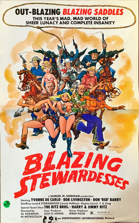 Blazing Stewardesses (also released as "Cathouse Cowgirls"),  pressbook &