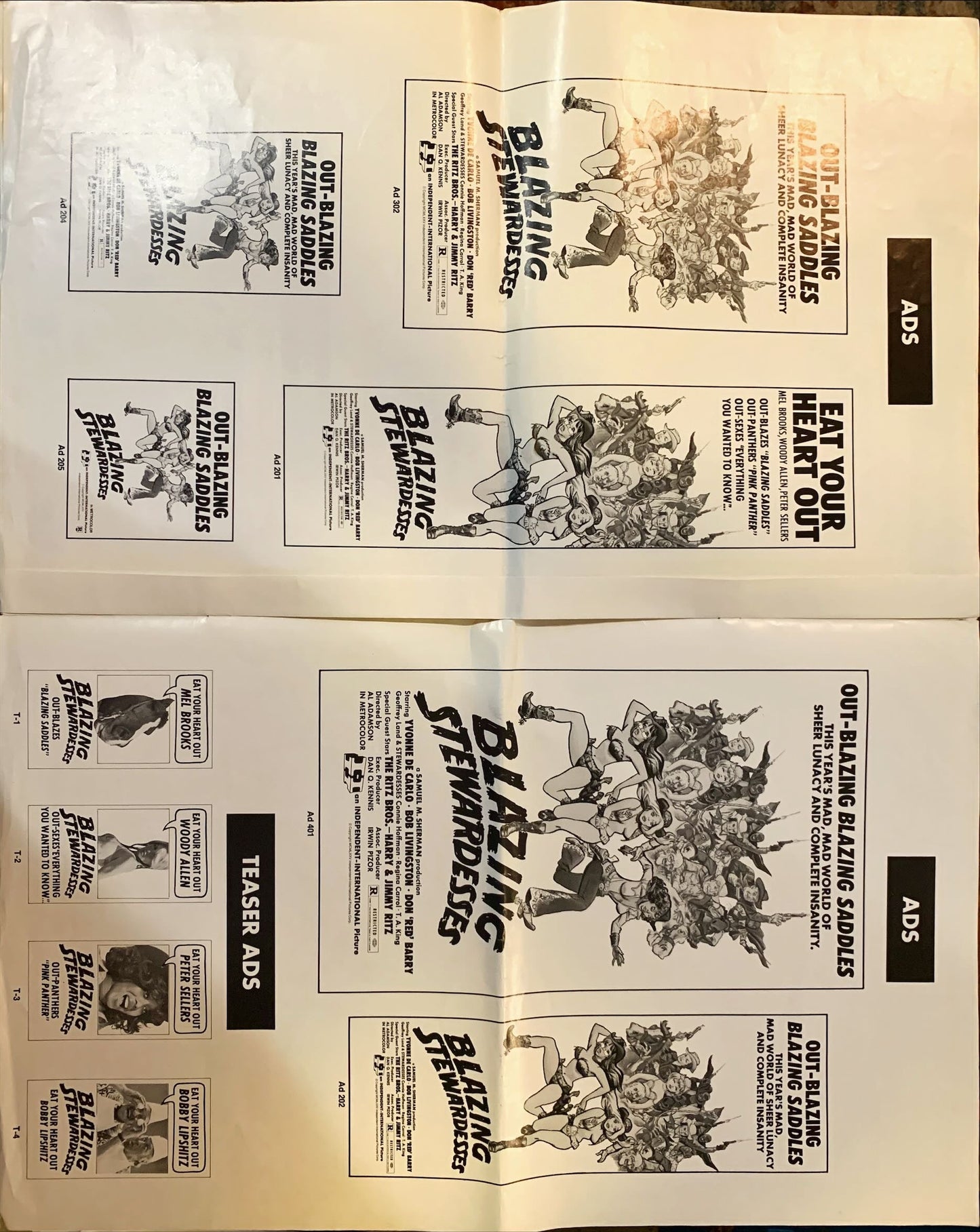 Blazing Stewardesses (also released as "Cathouse Cowgirls"),  pressbook '74