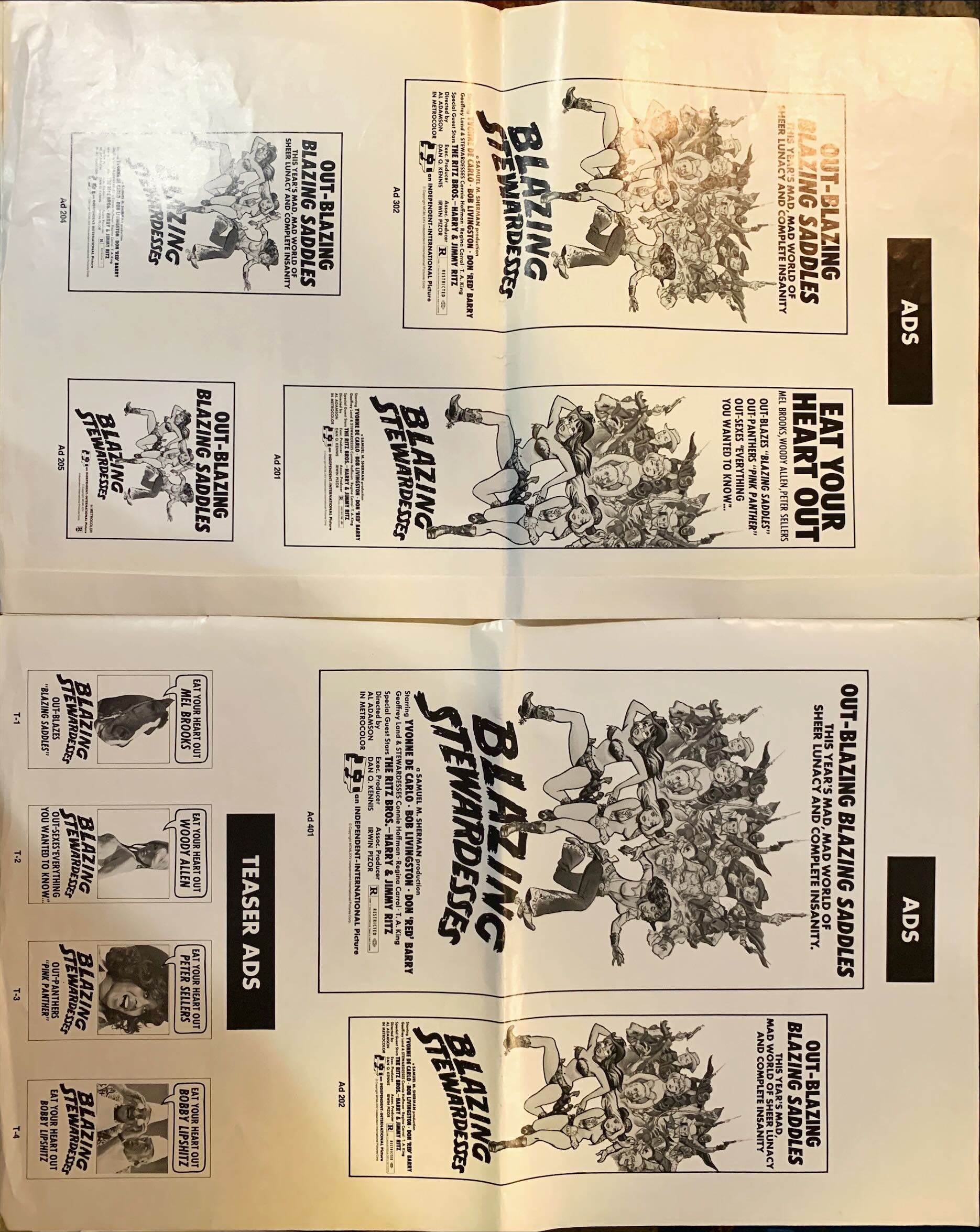 Blazing Stewardesses (also released as "Cathouse Cowgirls"),  pressbook '74