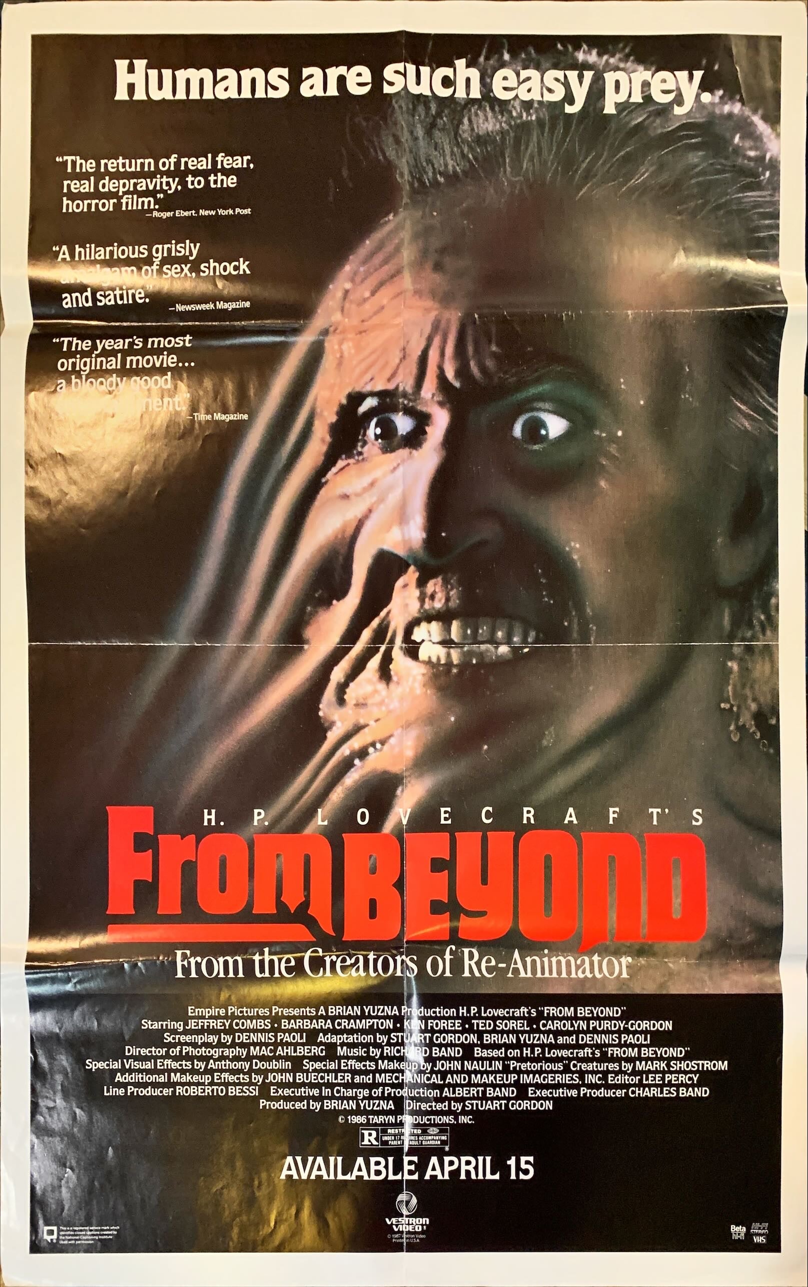 #1520 FROM BEYOND 1sh '86 H.P. Lovecraft