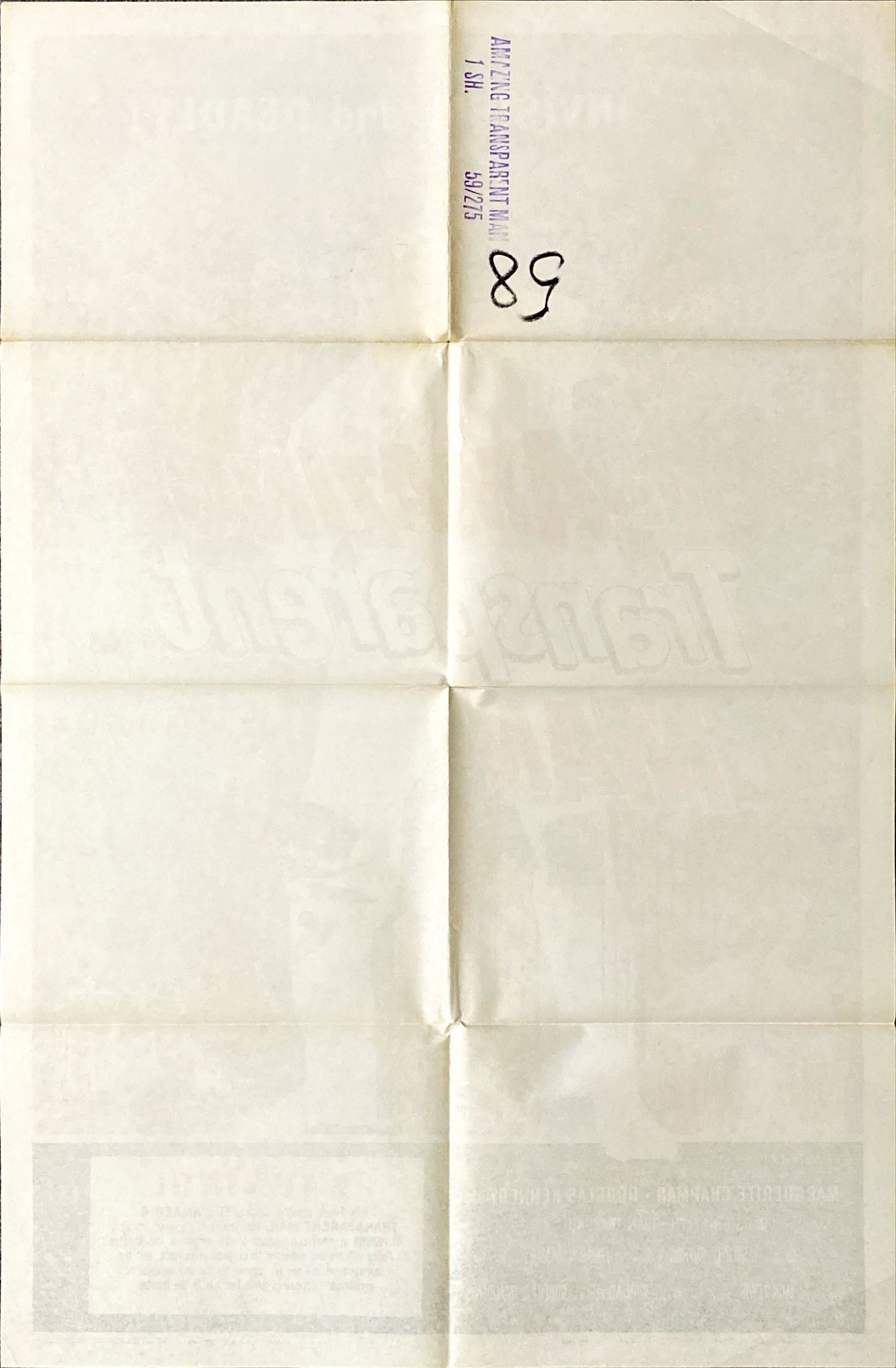 Amazing Transparent Man (1959) One Sheet Movie Poster