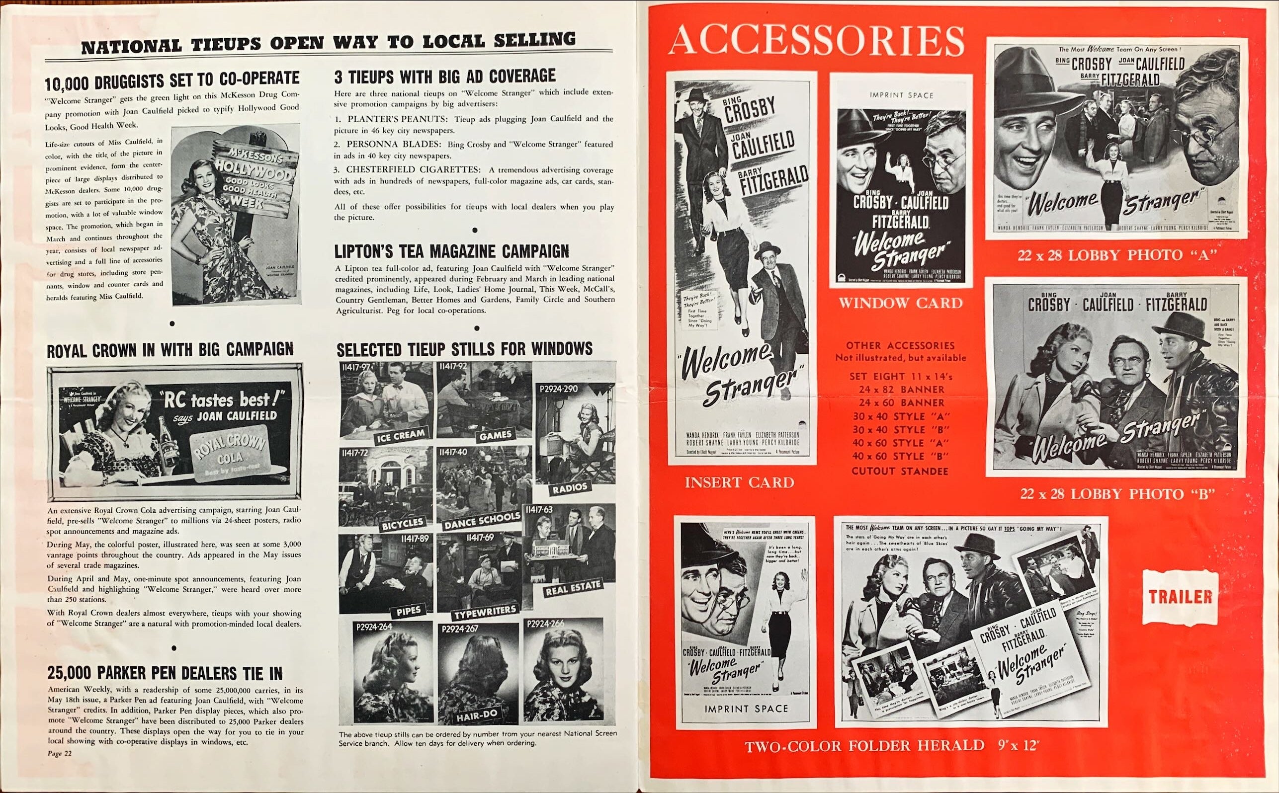 #603 WELCOME STRANGER pressbook '47 Bing Crosby