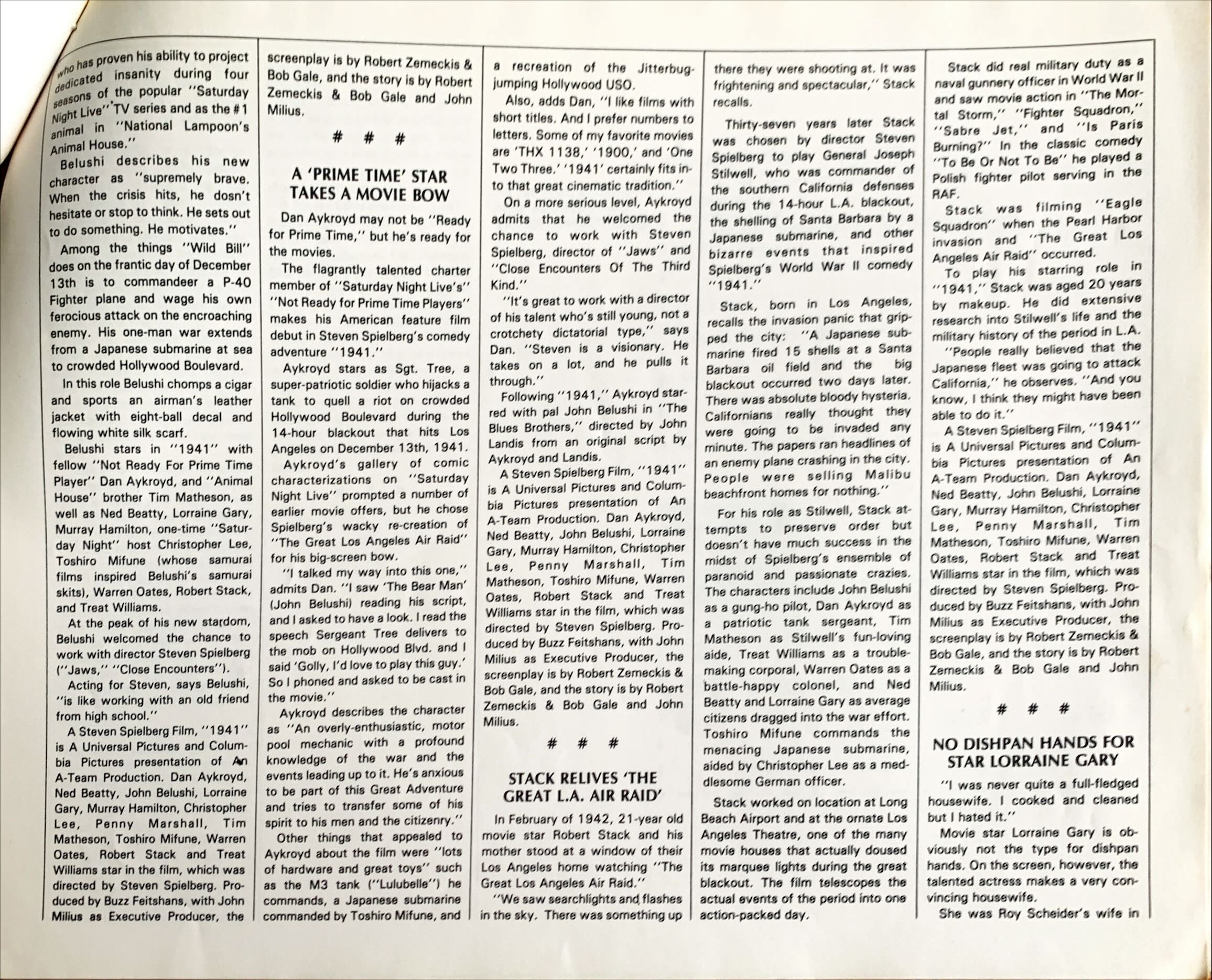 #613 -1941 pressbook '79 Steven Spielberg