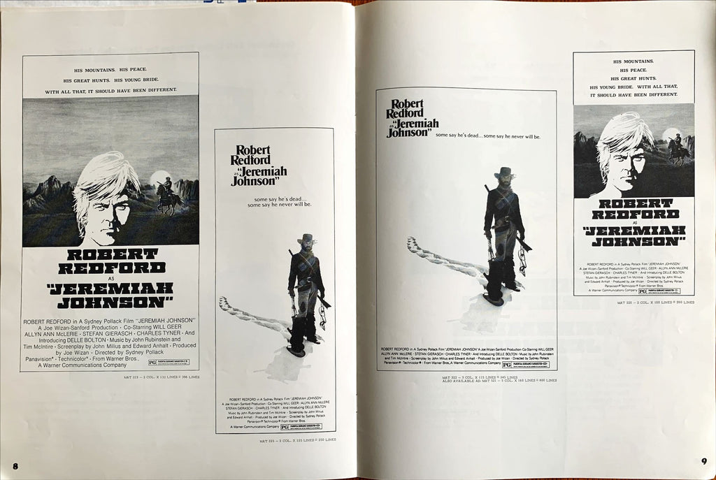 Jeremiah Johnson,  pressbook '72 Robert Redford