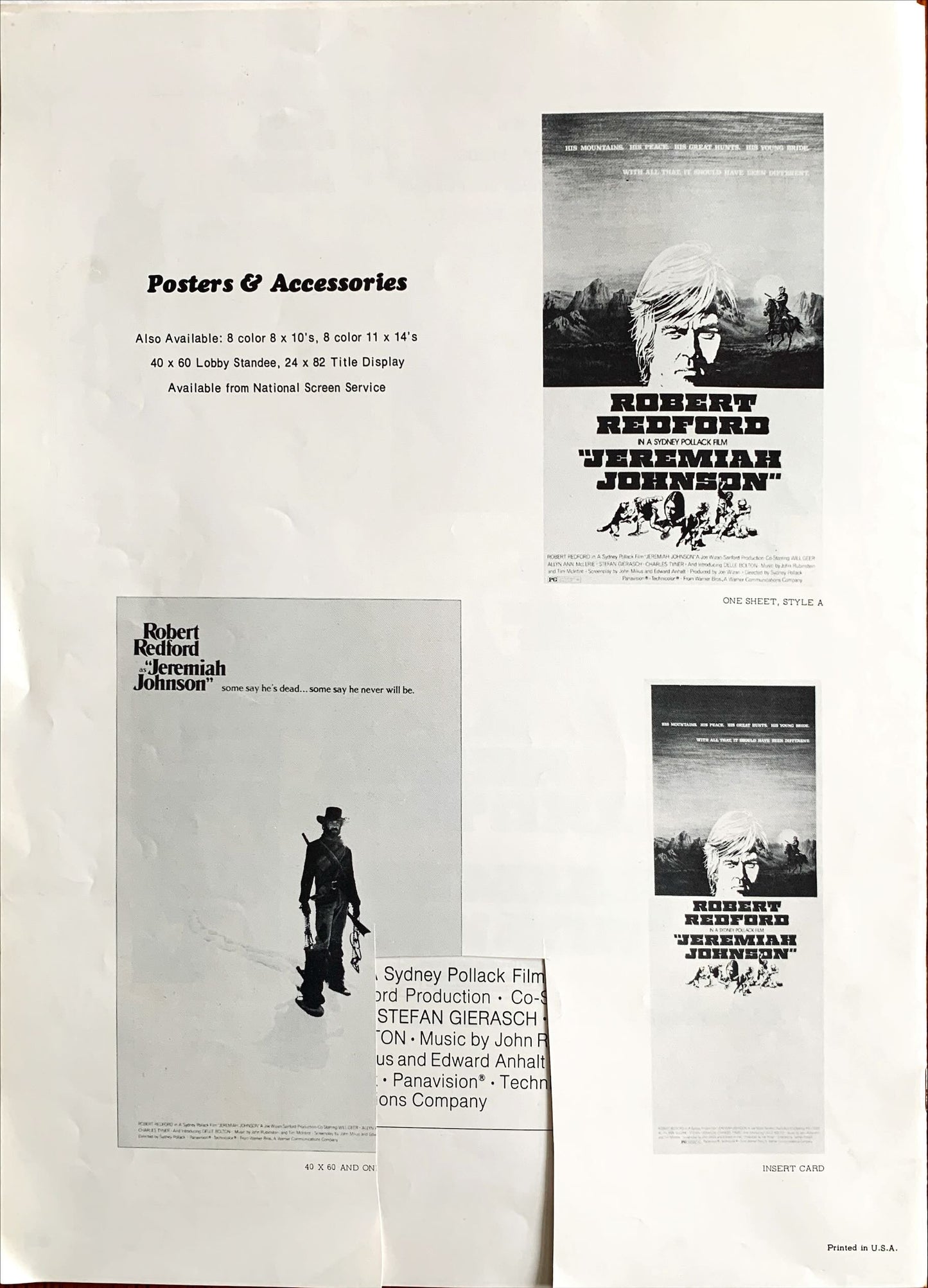 Jeremiah Johnson,  pressbook '72 Robert Redford