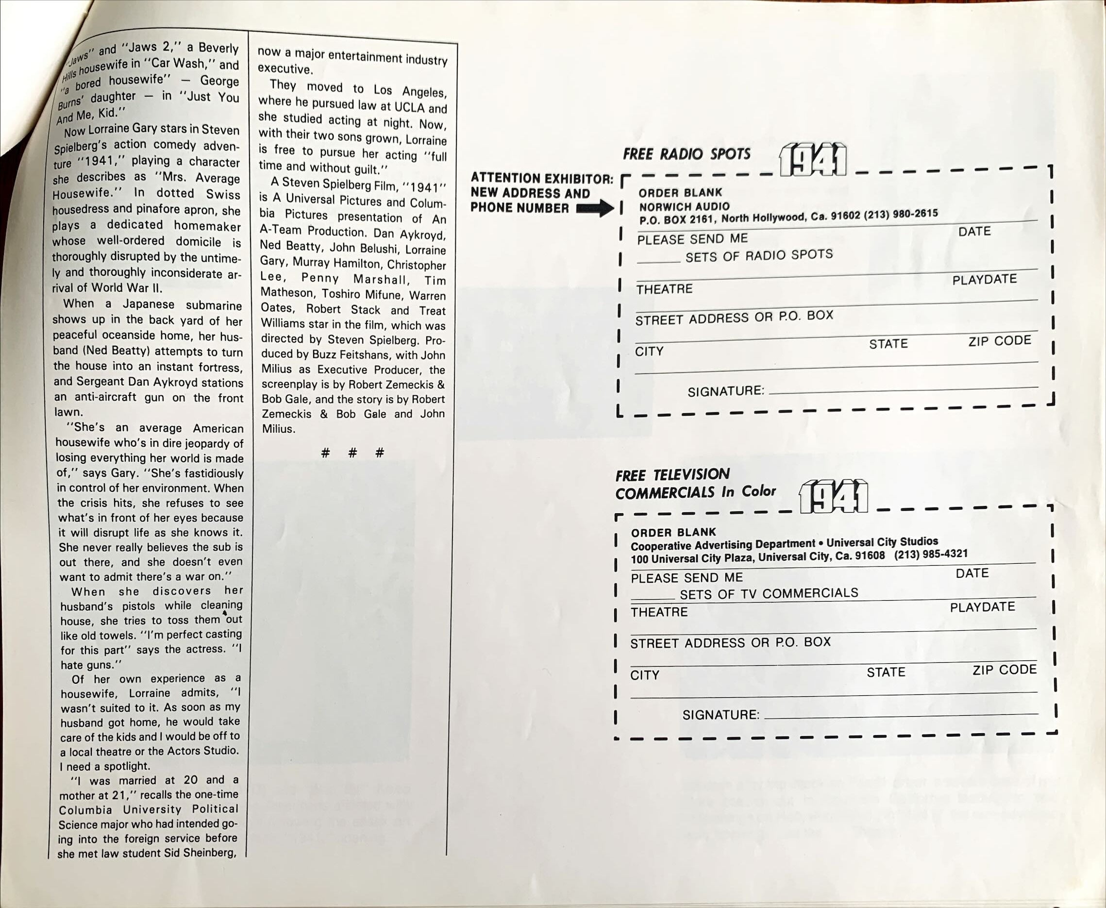 #613 -1941 pressbook '79 Steven Spielberg