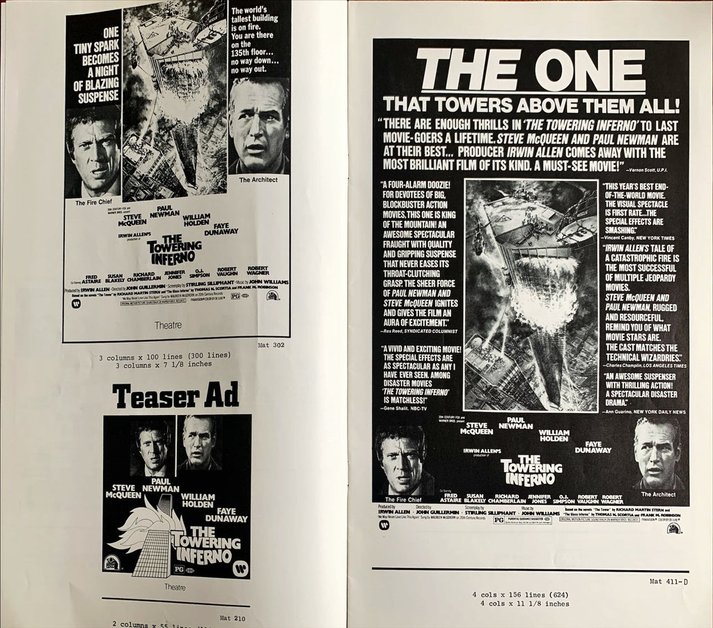 The Towering Inferno,  pressbook 1974 Steve McQueen, Paul Newman
