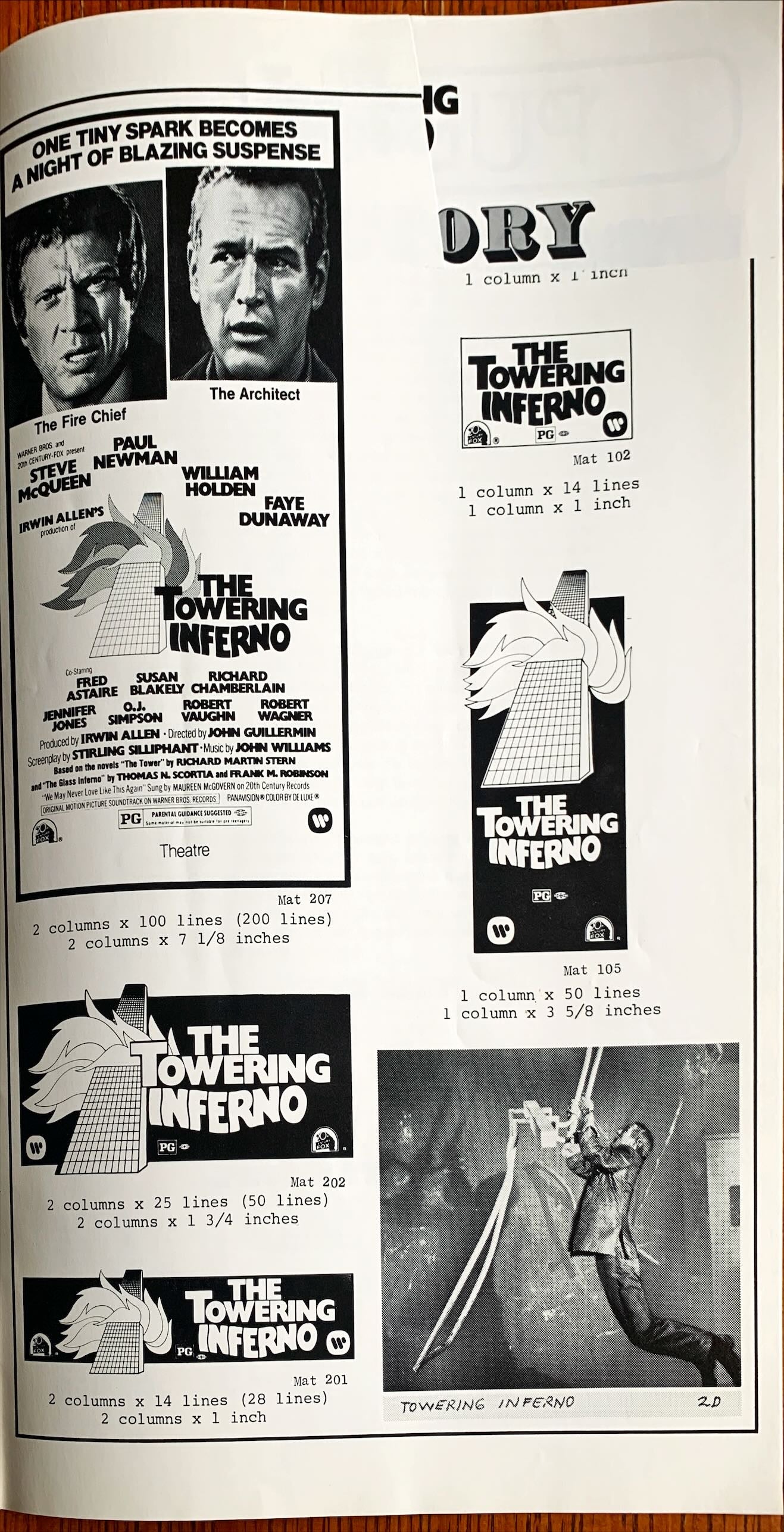 The Towering Inferno,  pressbook 1974 Steve McQueen, Paul Newman