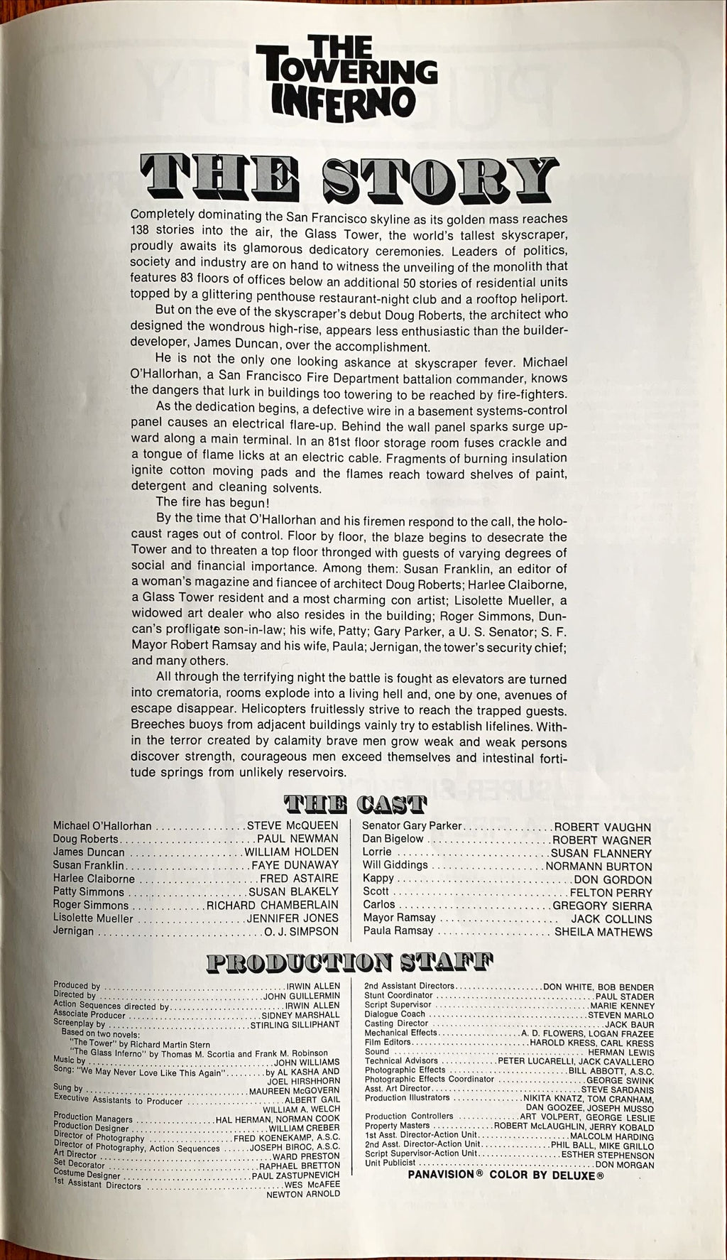 The Towering Inferno,  pressbook 1974 Steve McQueen, Paul Newman