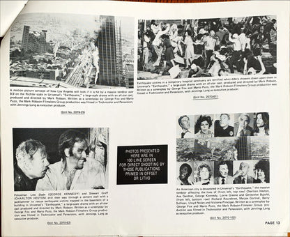 Earthquake,  vintage movie pressbook '74 Charlton Heston