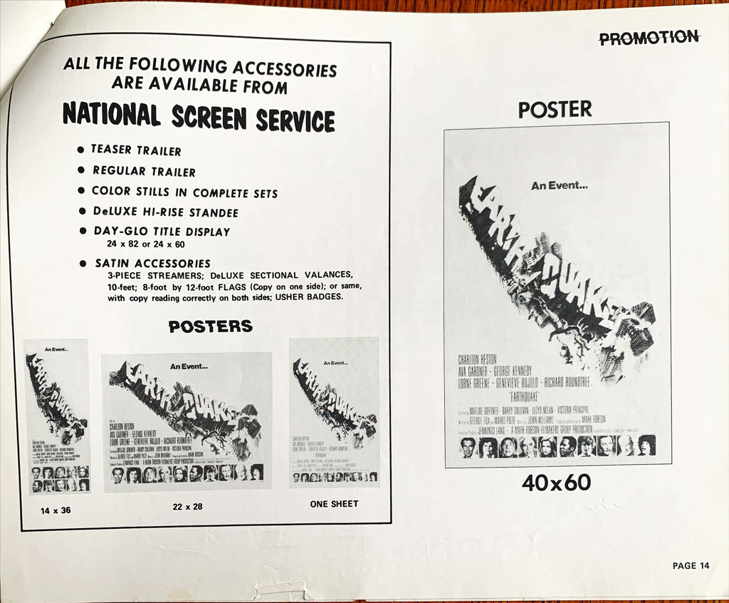 Earthquake,  vintage movie pressbook '74 Charlton Heston
