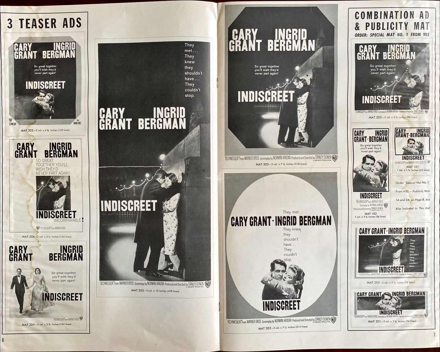 (255)  INDISCREET pressbook 1958 - Hitchcock (No Cuts) - PosterCollectors.xyz