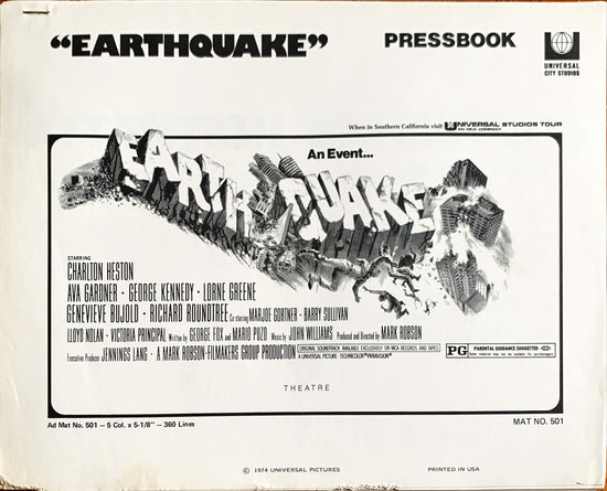 Earthquake,  vintage movie pressbook &