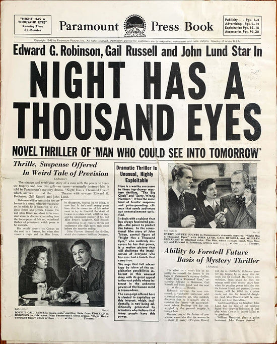 Night Has a Thousand Eyes (1948) Pressbook