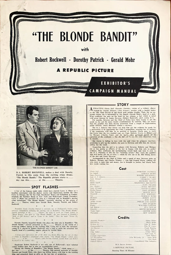 Blonde Bandit (1949) Pressbook