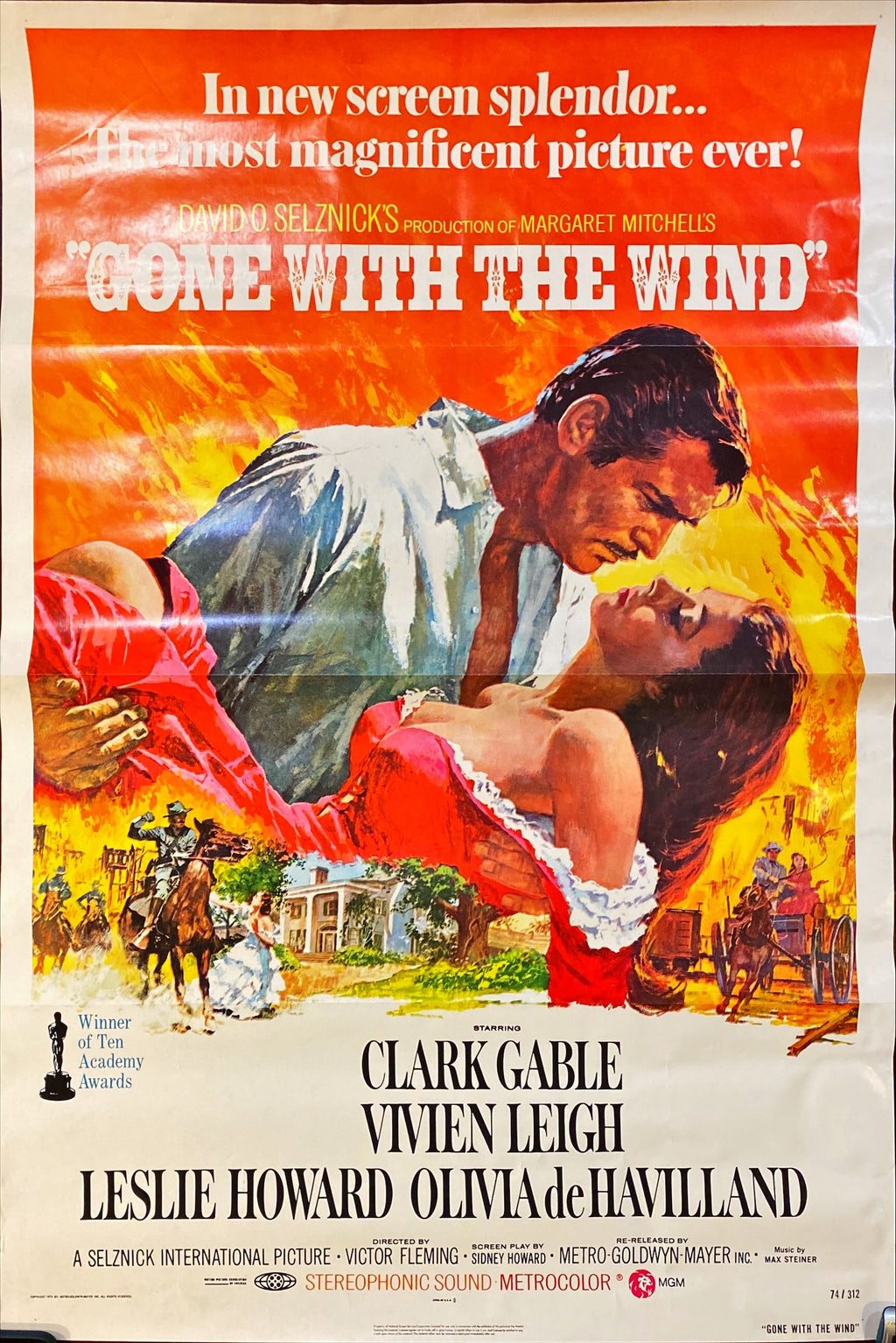 Gone With The Wind 1939 Clark Gable Academy Award Winning Original Movie Poster (R70) - PosterCollectors.xyz