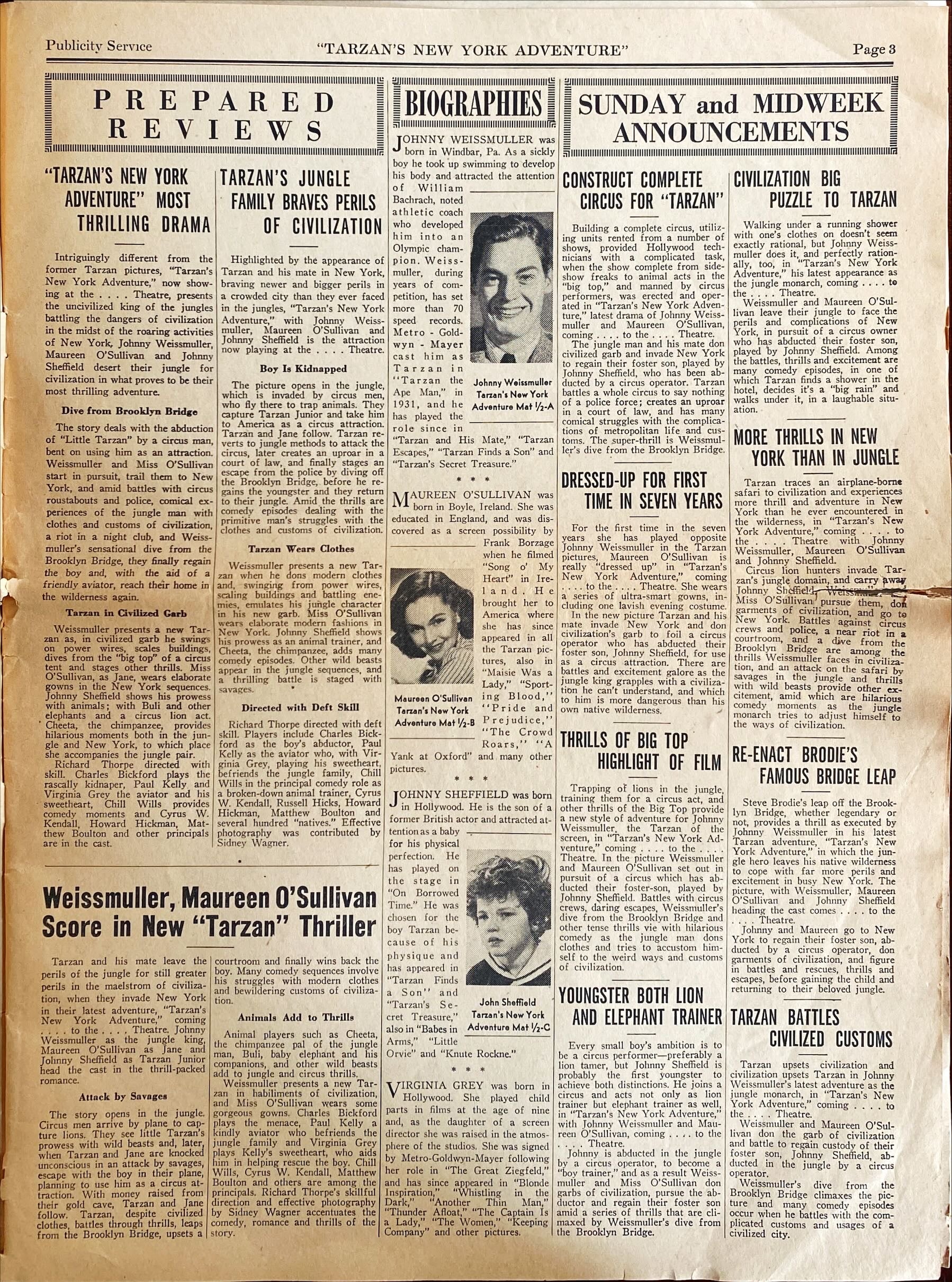 (259)TARZAN'S NEW YORK ADVENTURE pressbook 1942 - PosterCollectors.xyz