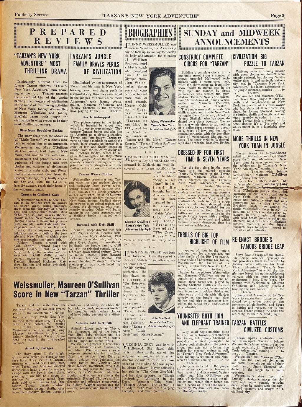 (259)TARZAN'S NEW YORK ADVENTURE pressbook 1942 - PosterCollectors.xyz