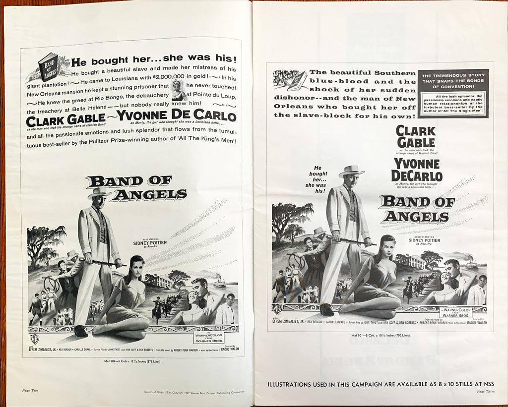 Band of Angels,  pressbook '57 Clark Gable