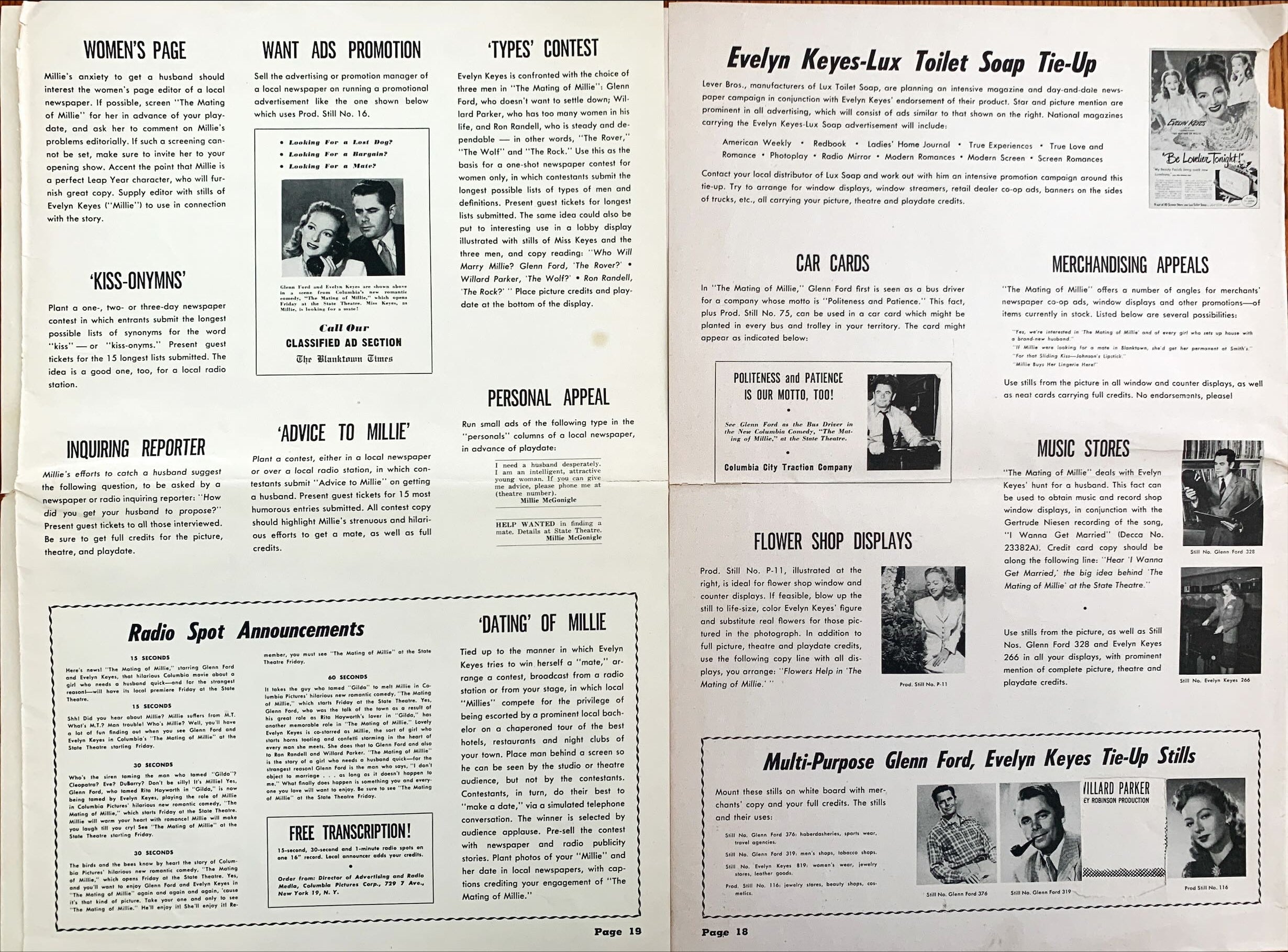 The Mating of Millie, pressbook '47 Glenn Ford