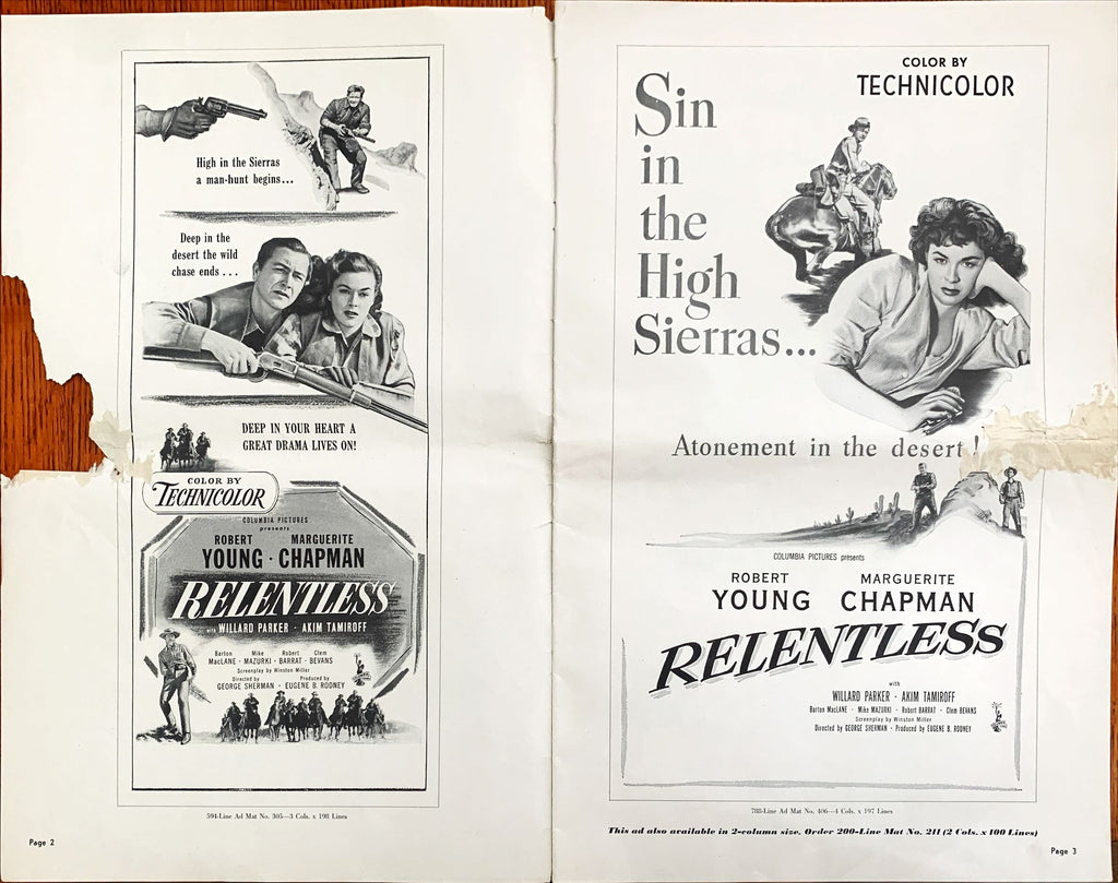 Relentless, Original Vintage pressbook 1948 Robert Young