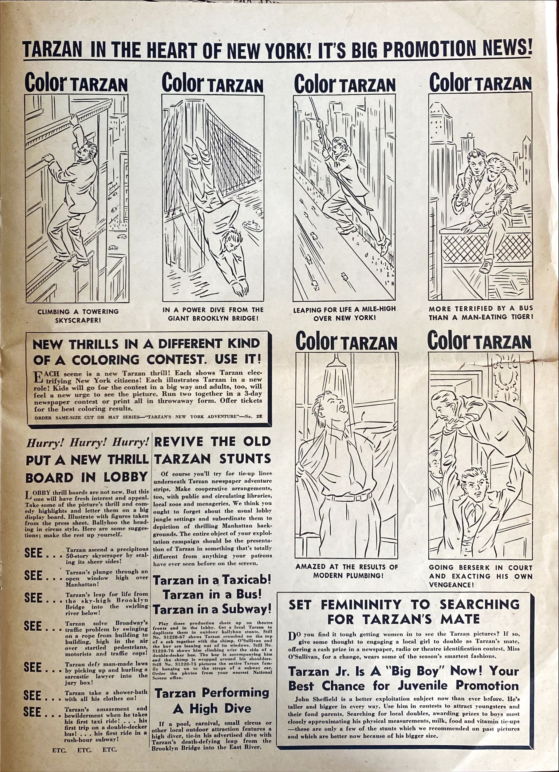 (259)TARZAN'S NEW YORK ADVENTURE pressbook 1942 - PosterCollectors.xyz