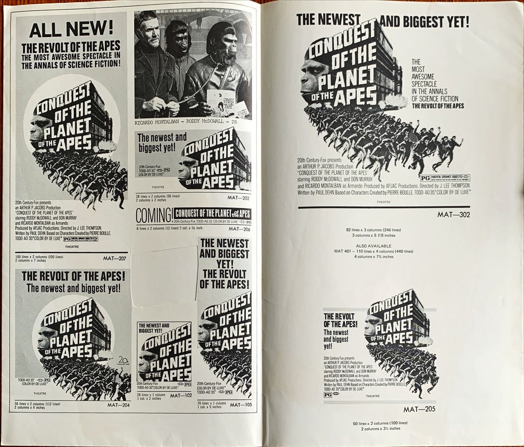 #615 CONQUEST OF THE PLANET OF THE APES pressbook 1972 Roddy McDowall